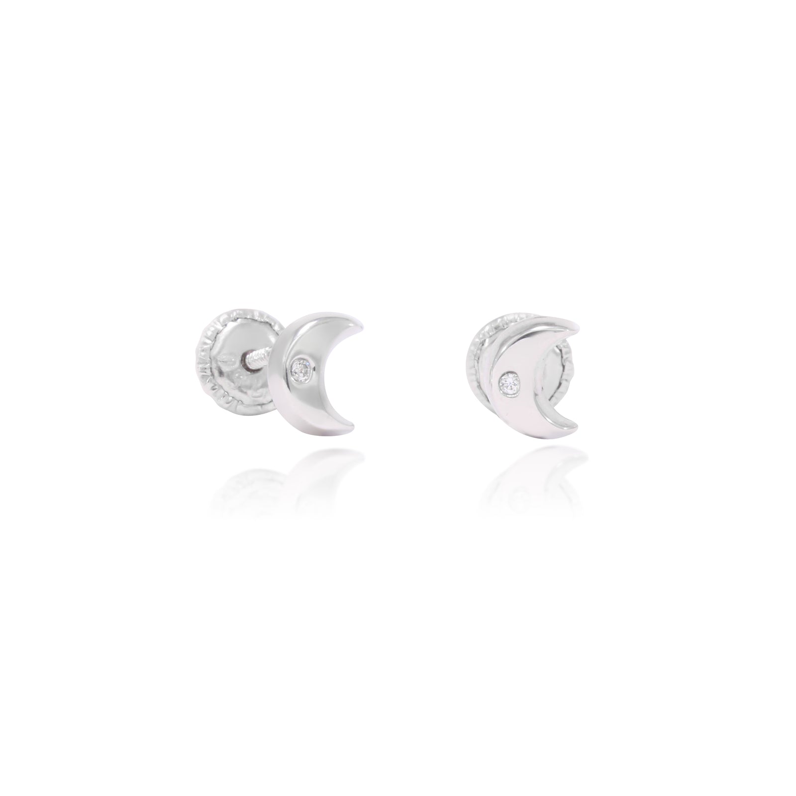 Pendientes niña luna oro blanco