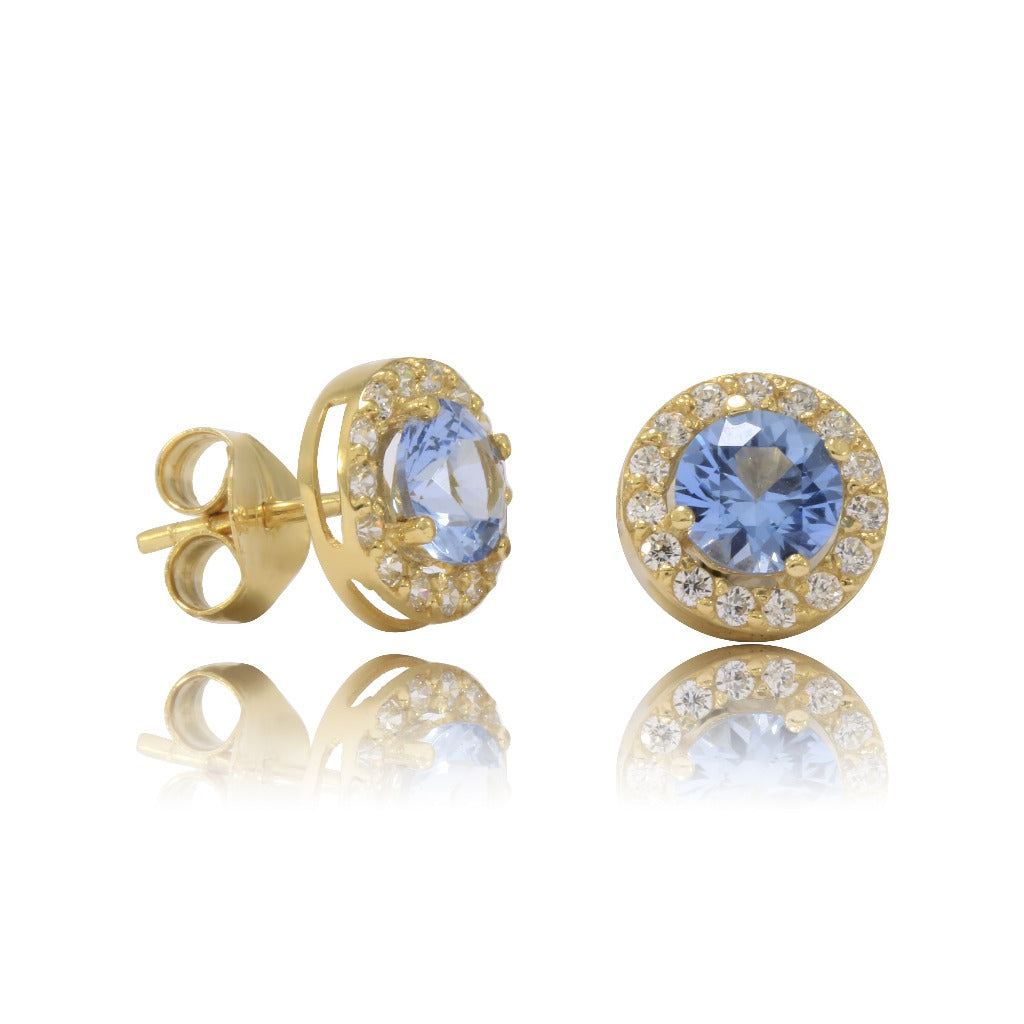 Pendientes con piedra azul de oro amarillo.