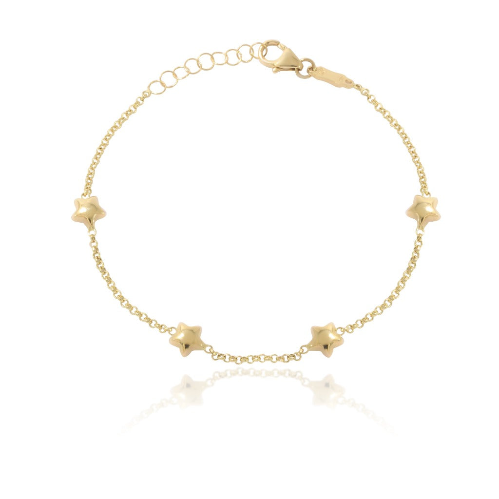 Pulsera realizada en oro amarillo de 18 quilates con motivos de estrella.