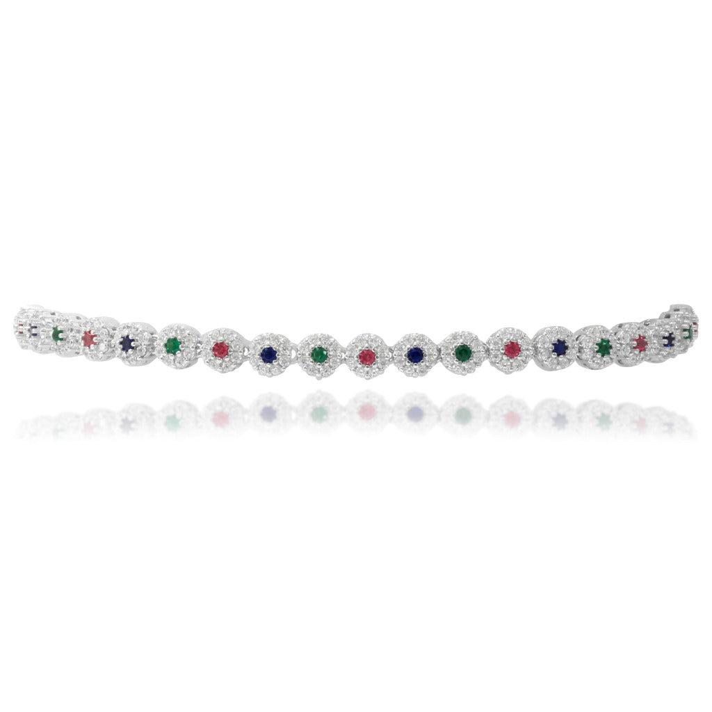 Pulsera de plata con circonitas de colores Pamplona