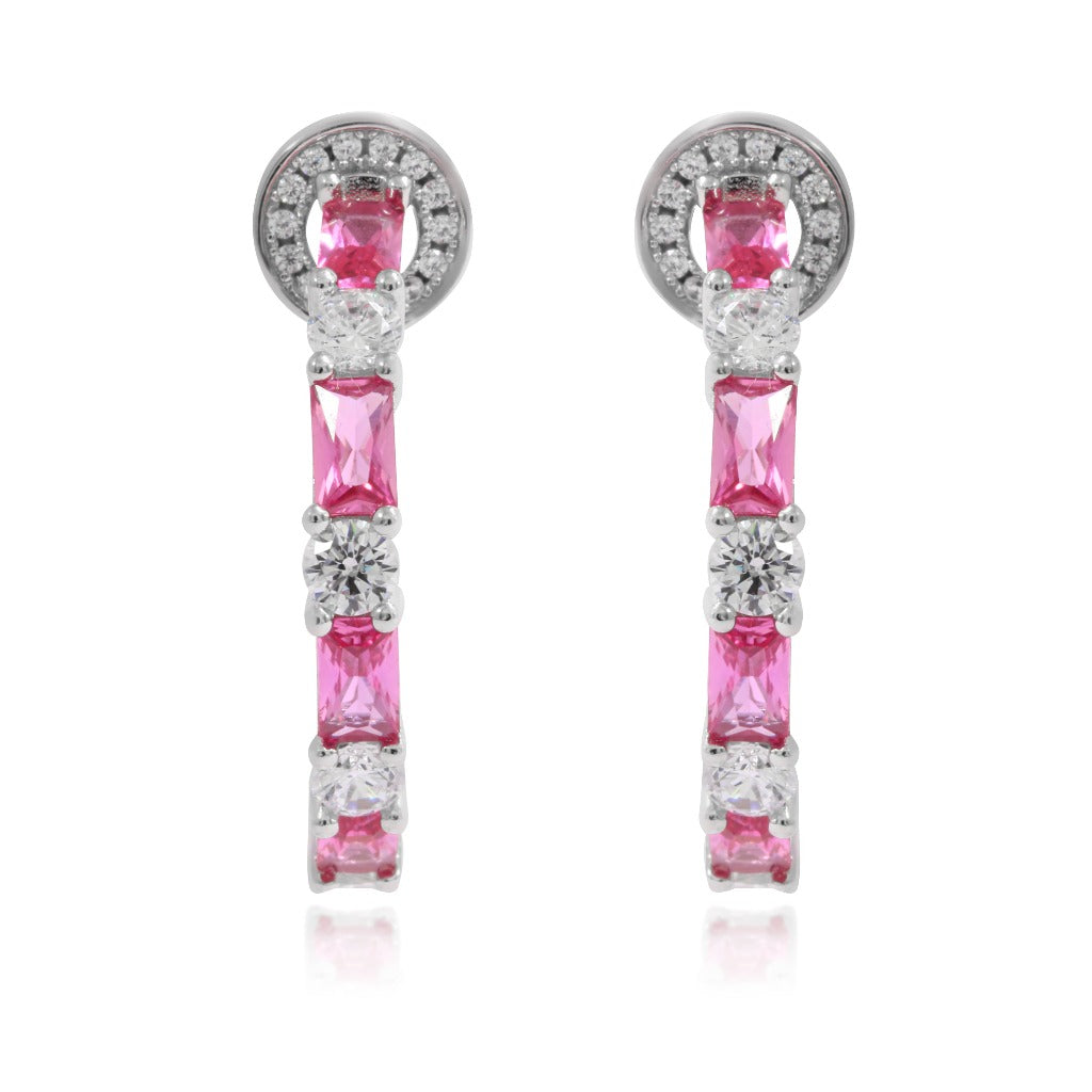 Pendientes de de aros rosas.