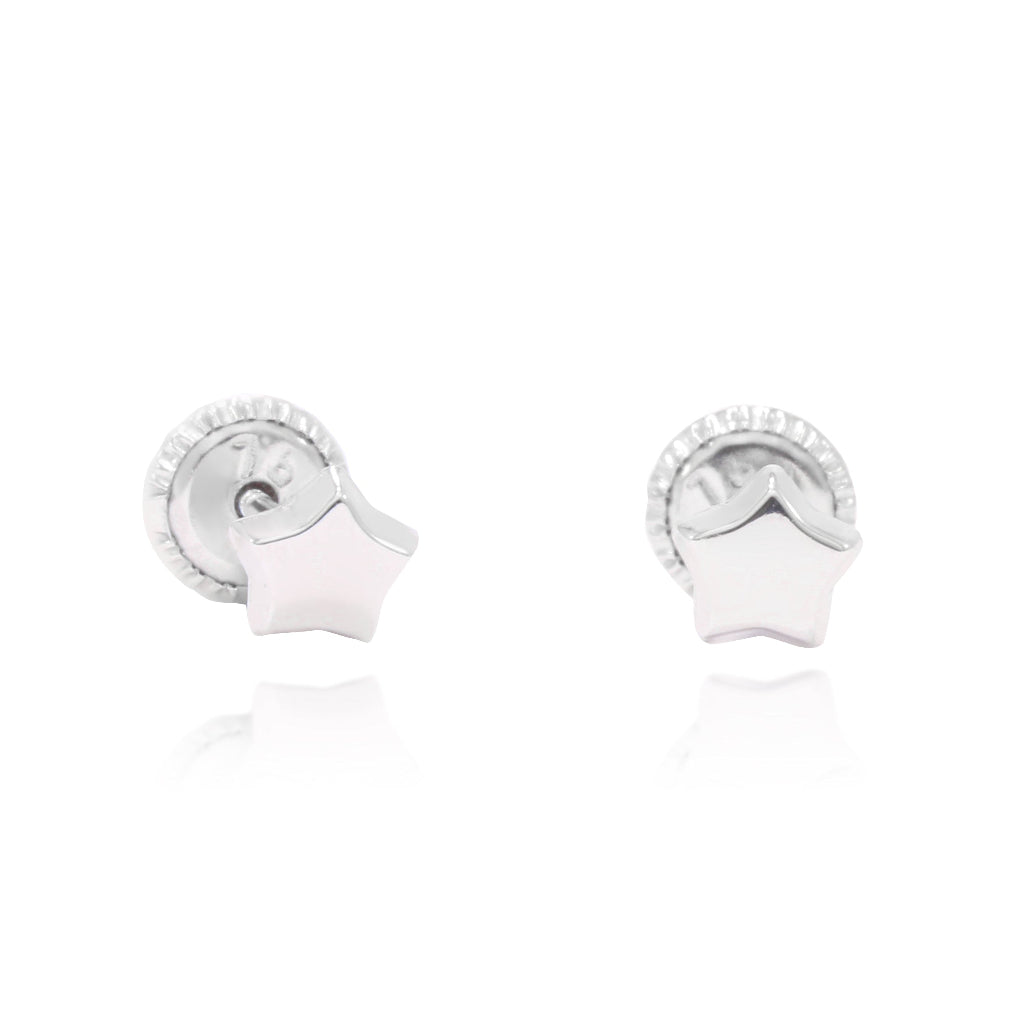 Pendientes de niña oro blanco 18k forma estrella