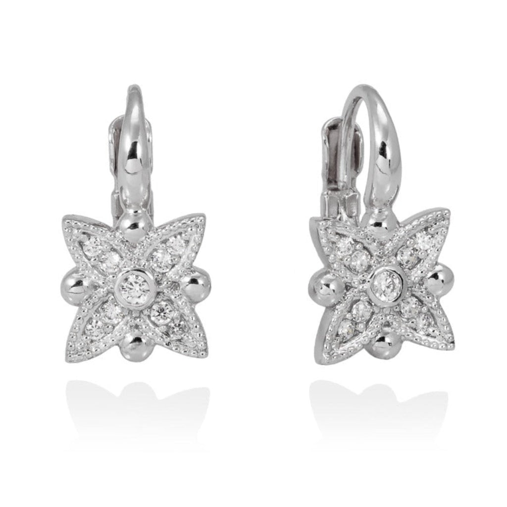 Pendientes de plata de primera ley (925) con baño de rodio y circonitas