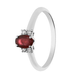anillo de oro blanco 18kt con rubí y diamantes. Joyería Pamplona