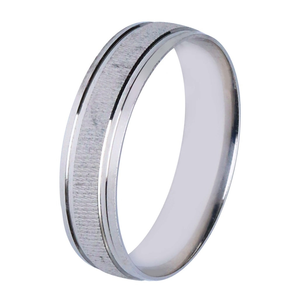 Alianza confort en oro blanco de 18 quilates. Joyería Pamplona.