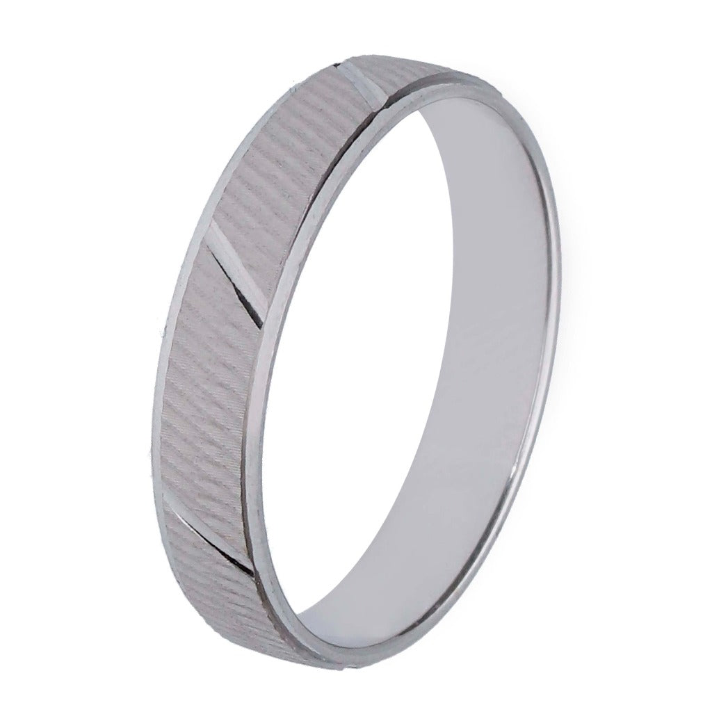 Alianza plana en oro blanco de 18 quilates. Joyería Pamplona.