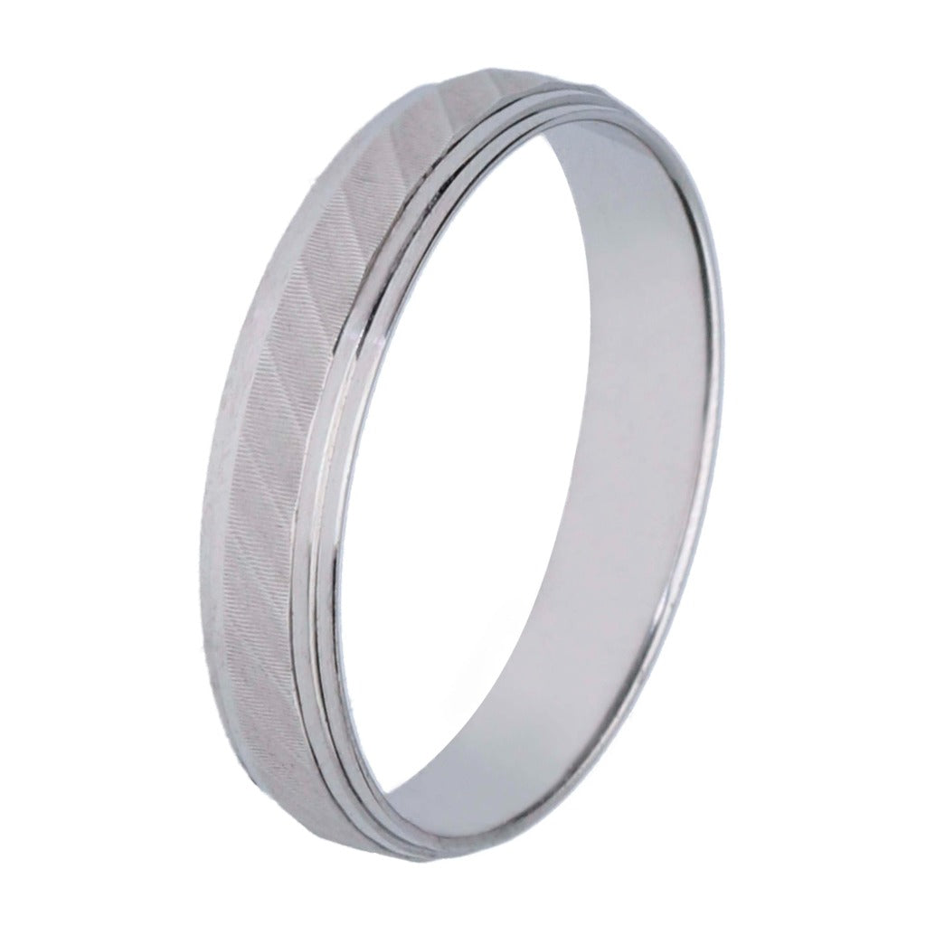 Alianza plana en oro blanco de 18 quilates. Joyería Pamplona.