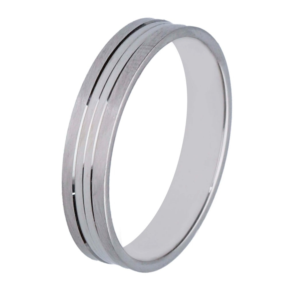 Alianza plana en oro blanco de 18 quilates. Joyería Pamplona.