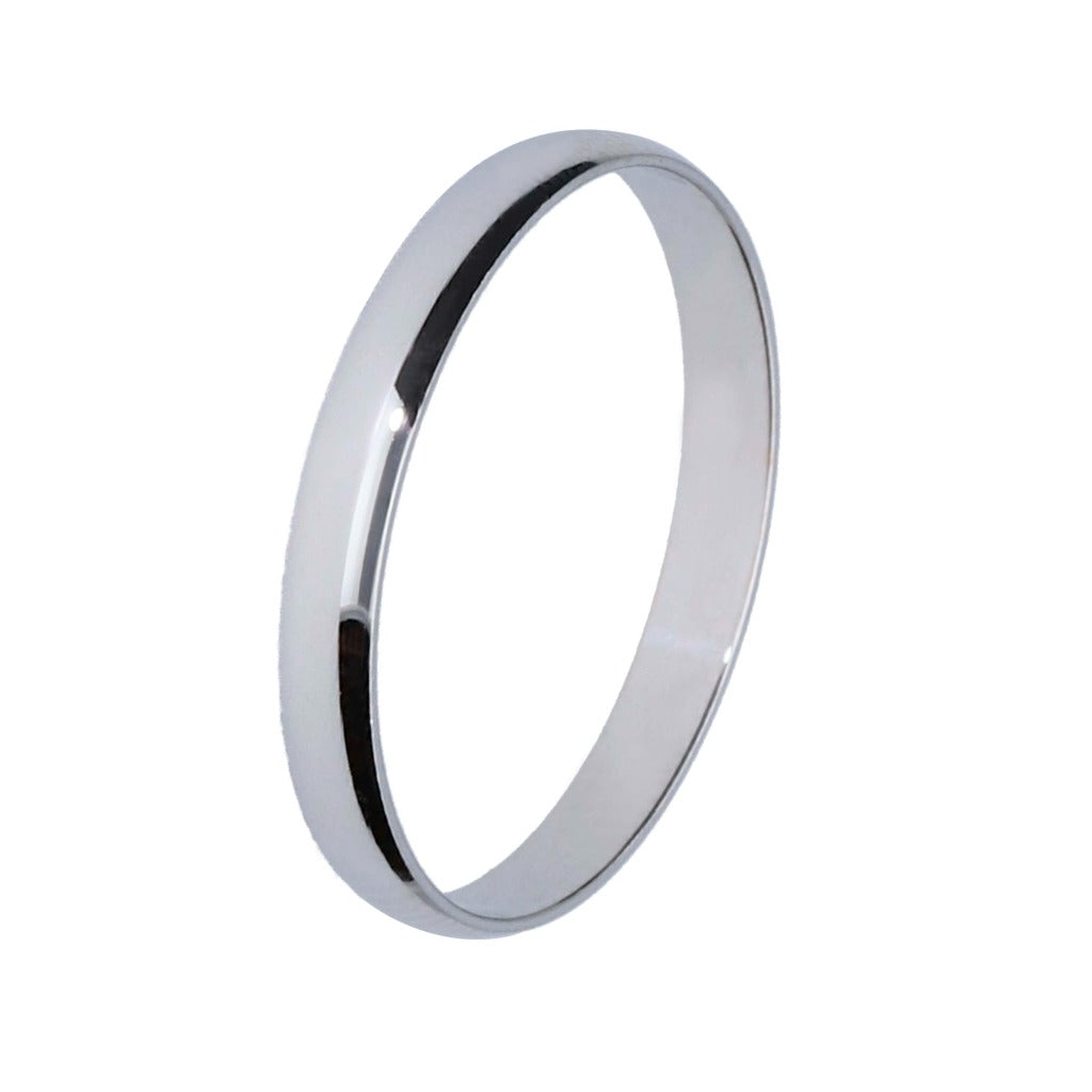 2.5mm white half-round wedding ring