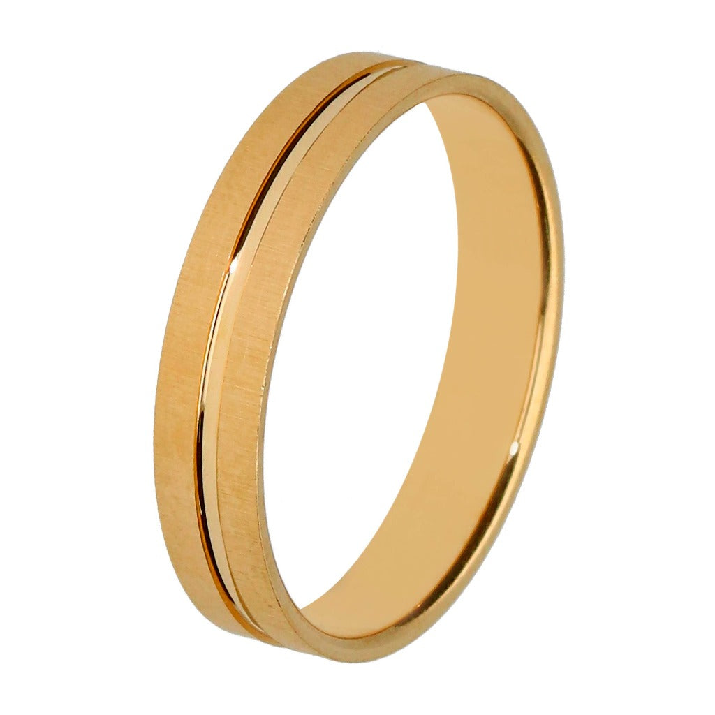 Alianza plana en oro amarillo de 18 quilates. Joyería Pamplona.