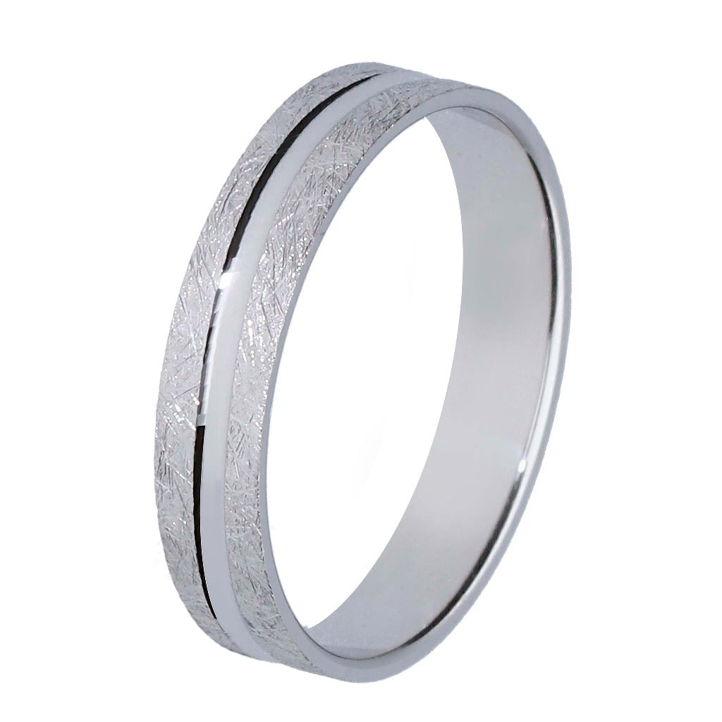 Alianza plana en oro blanco de 18 quilates. Joyería Pamplona.