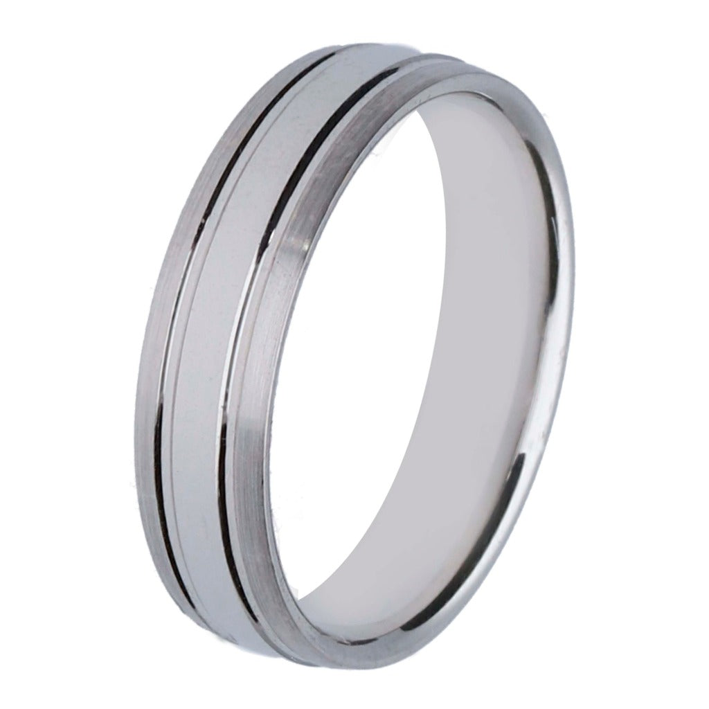 Alianza confort en oro blanco de 18 quilates. Joyería Pamplona.