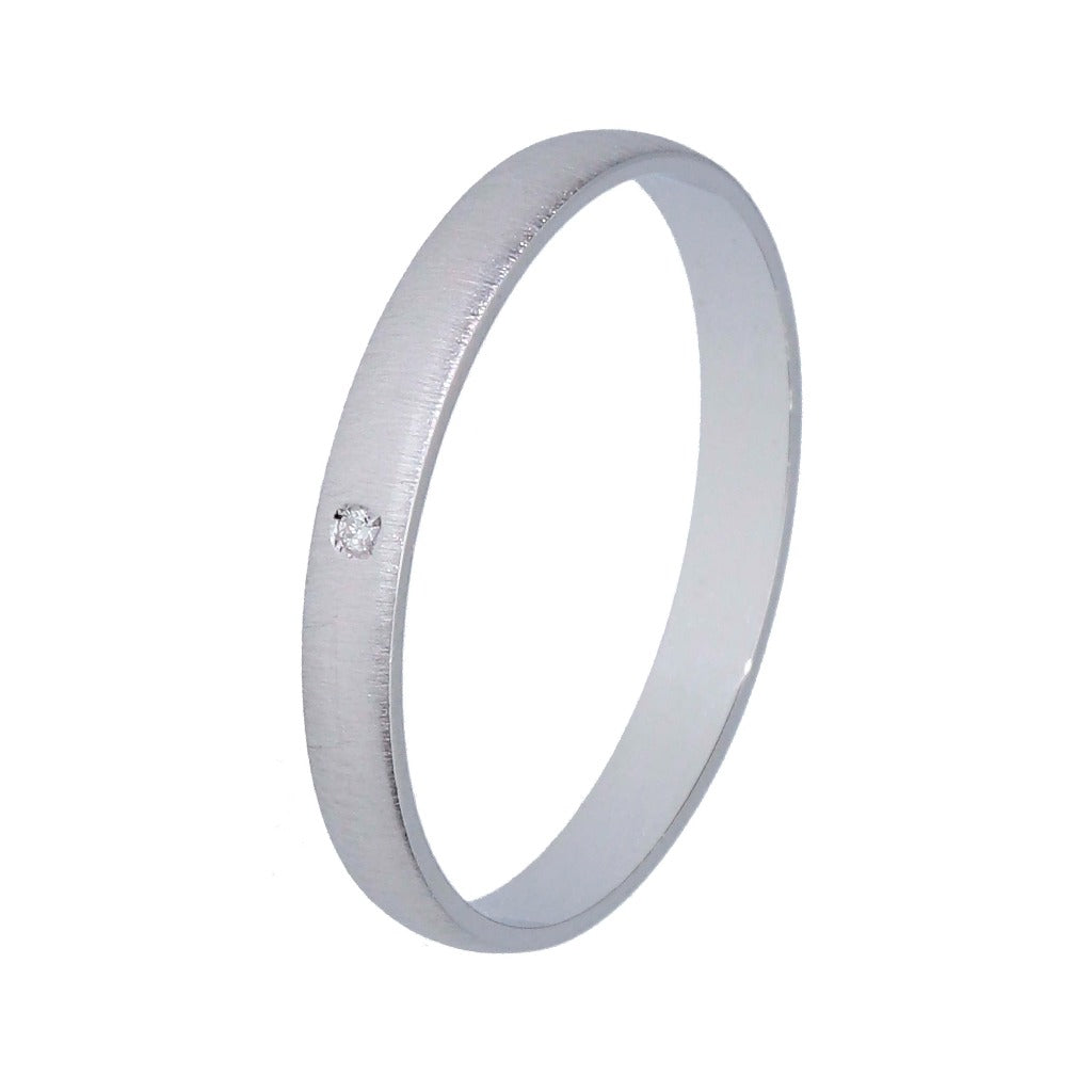 Alianza 2,5mm blanca media caña con diamante