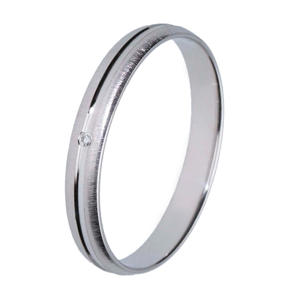 Alianza 3mm blanca con diamante