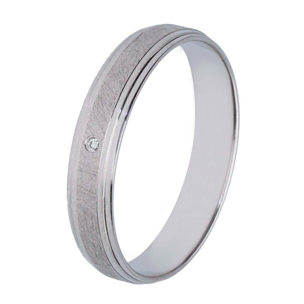 4mm white wedding ring with diamond