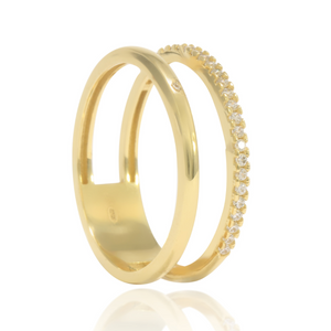 anillo doble de oro amarillo 18kt y circonitas pamplona