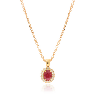 anillo de oro rosa con diamantes y rubí. Joyería Pamplona