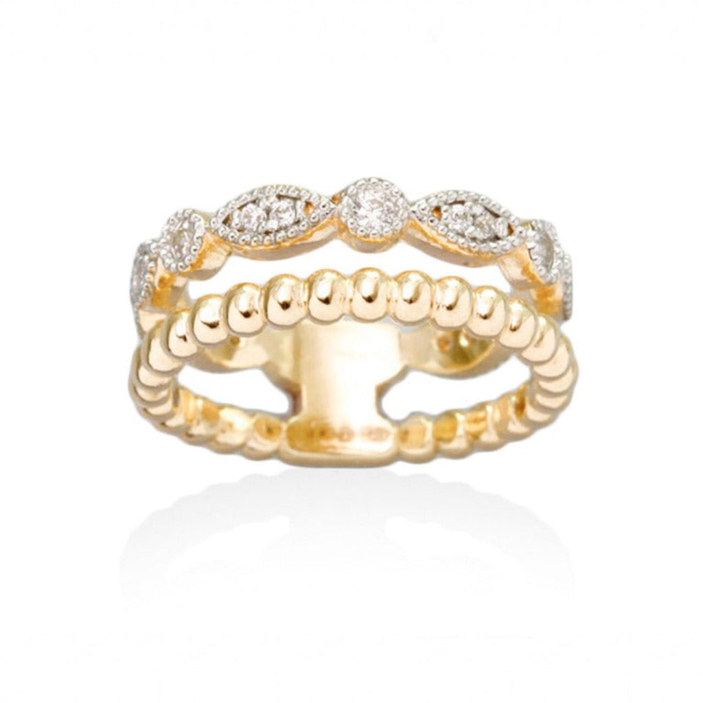 Anillo de plata de primera ley (925) chapada en oro amarillo de 18kt con circonita incolora