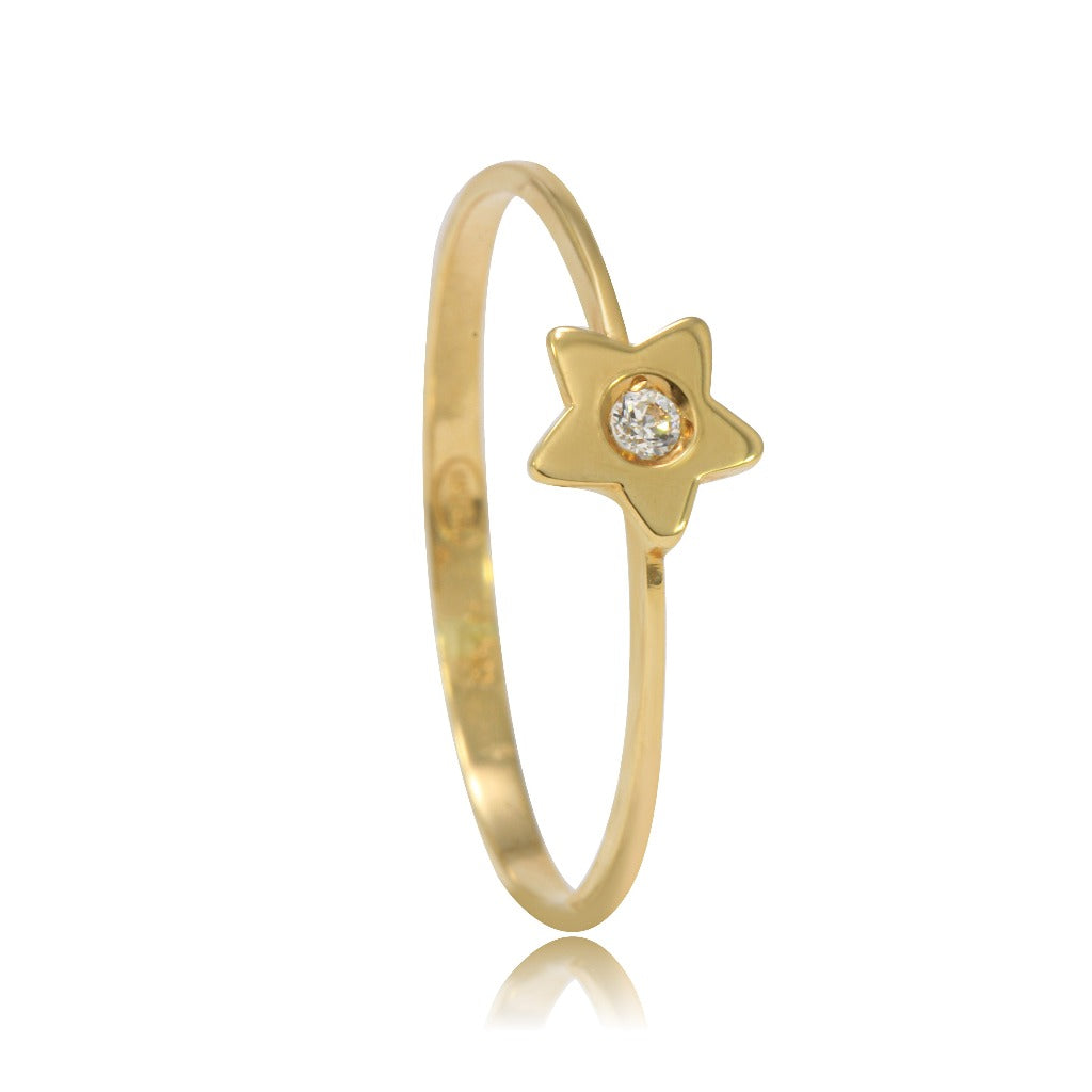 anillo para niña en oro amarillo con estrella