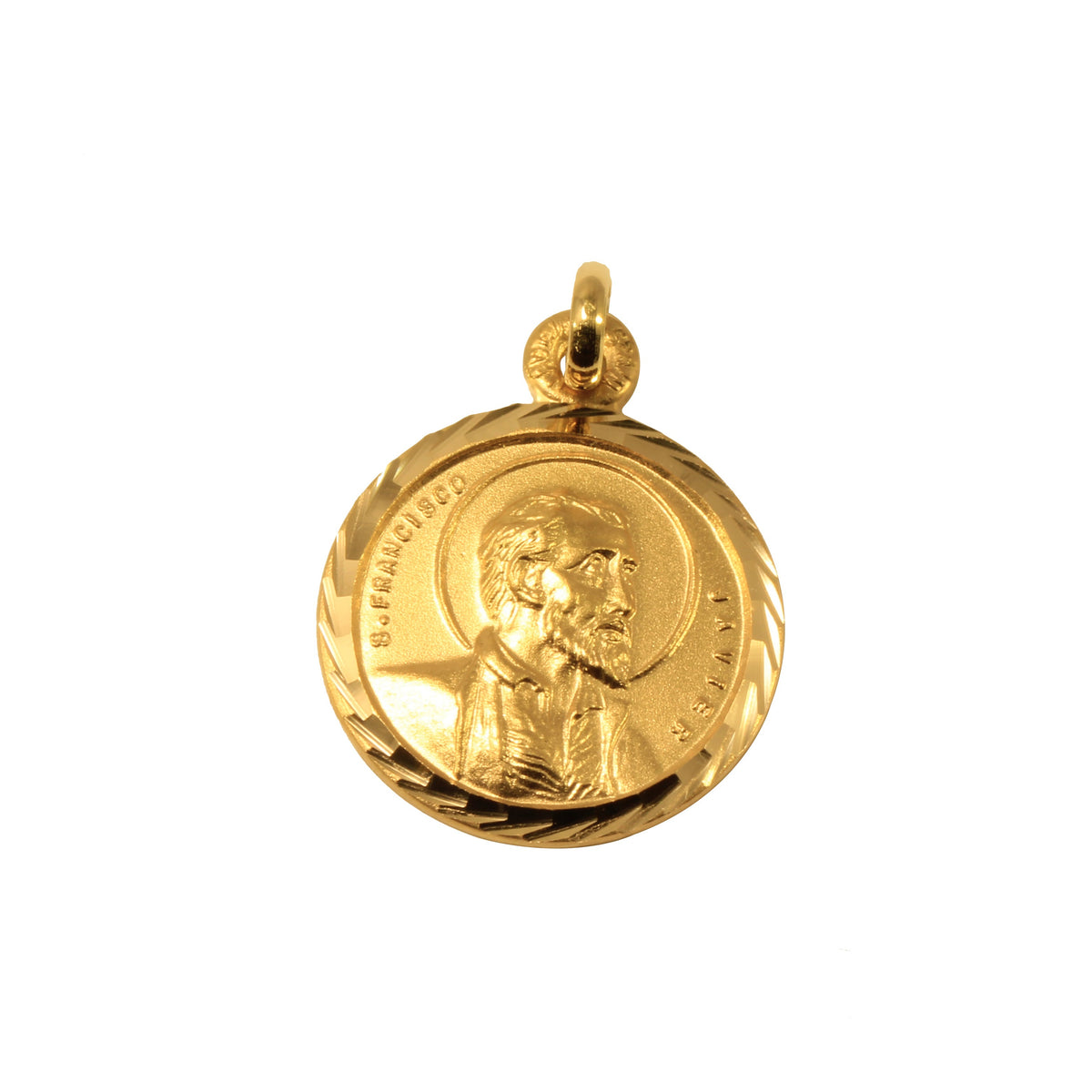 colgante medalla san francisco javier navarra en oro amarillo de 18 quilates
