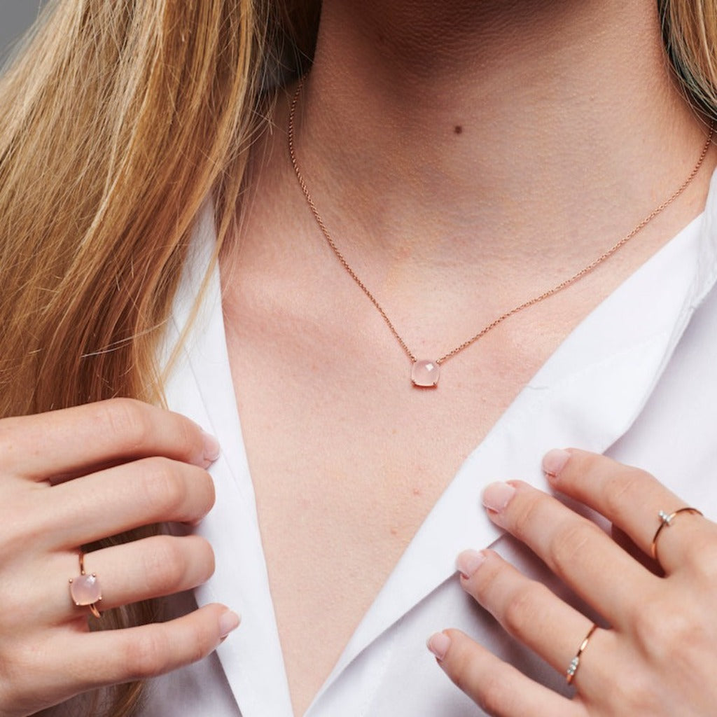 Gargantilla en oro rosa 18kt y cuarzo Pamplona