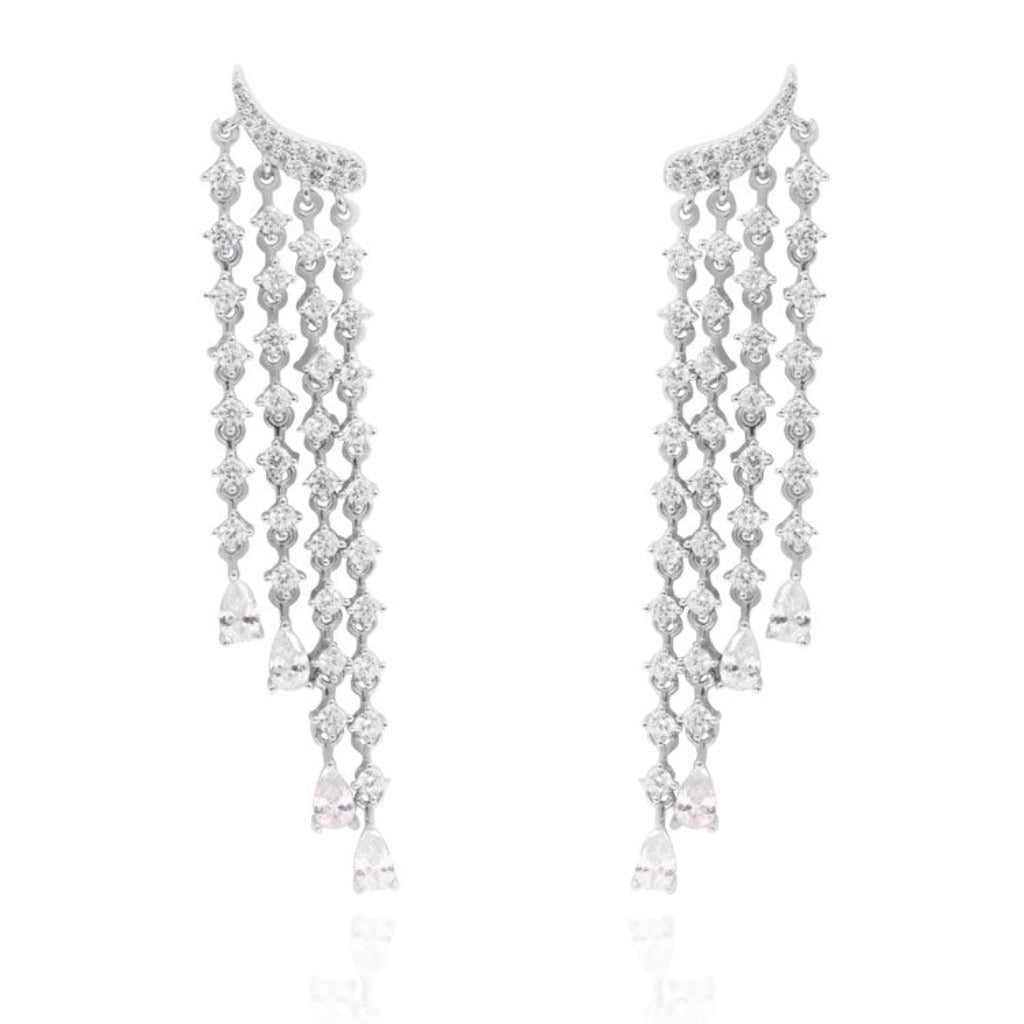 Pendientes de plata trepadores con cascada.