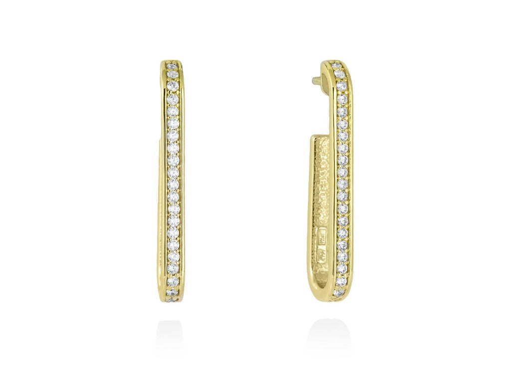 Pendientes de plata de primera ley (925) chapada en oro amarillo de 18kt con circonita blanca. Joyería Pamplona.