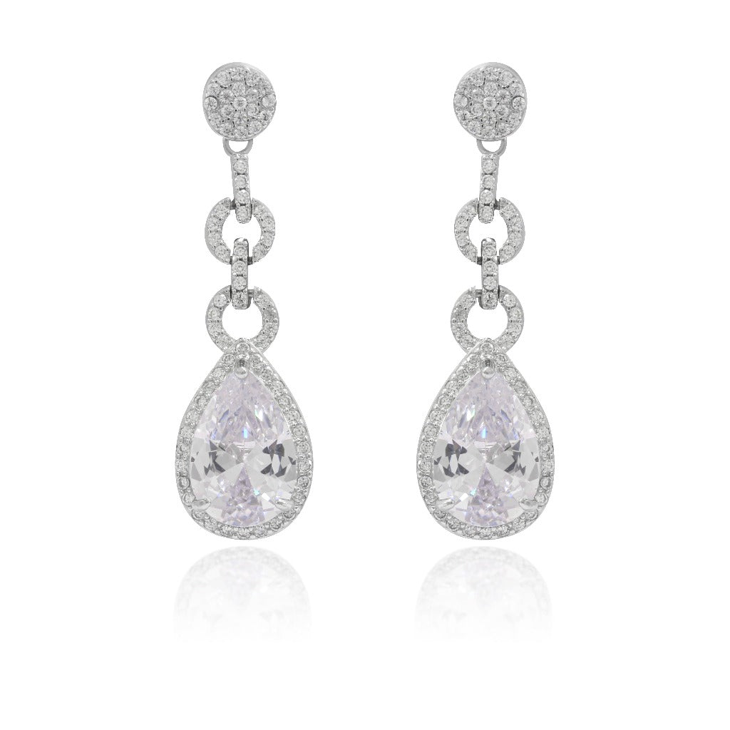 Pendientes de novia de plata de primera ley con circonitas incoloras joyería pamplona