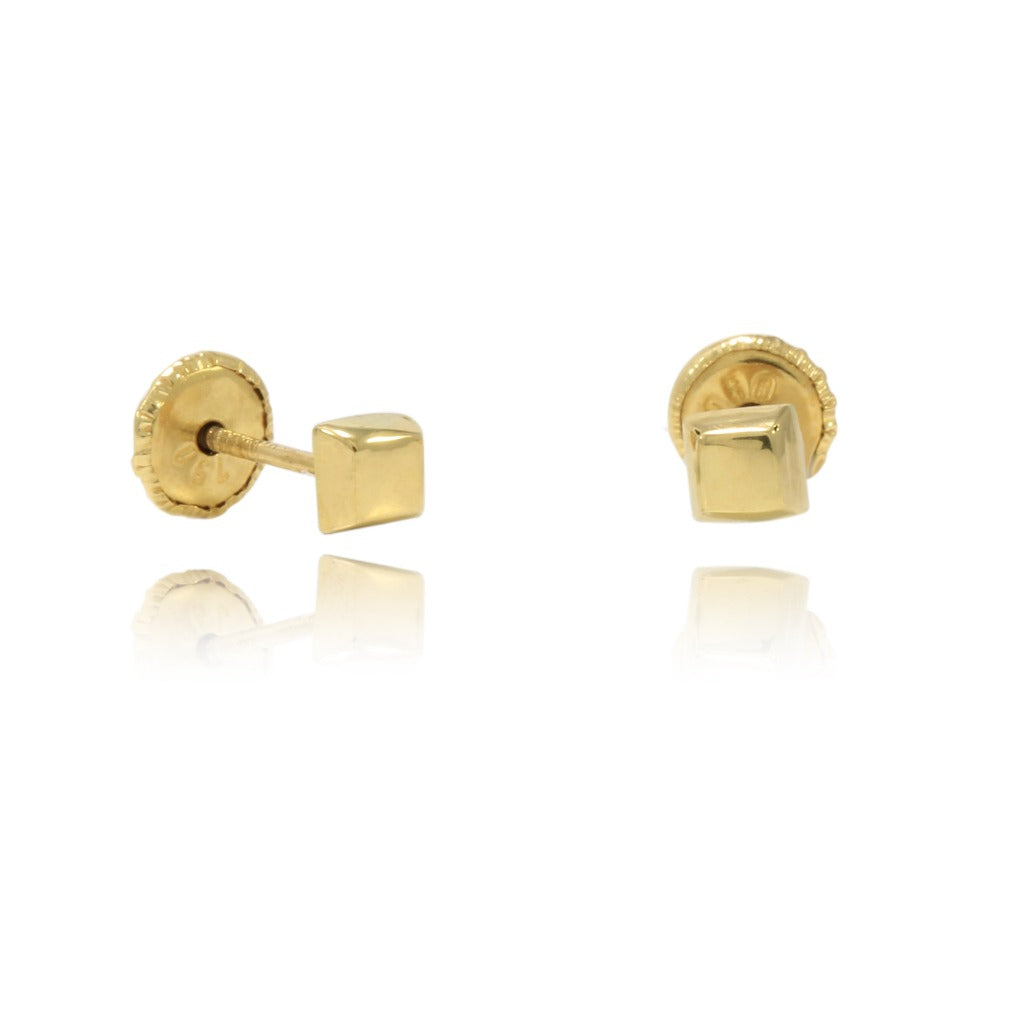 Pendientes bebé oro cuadrado liso