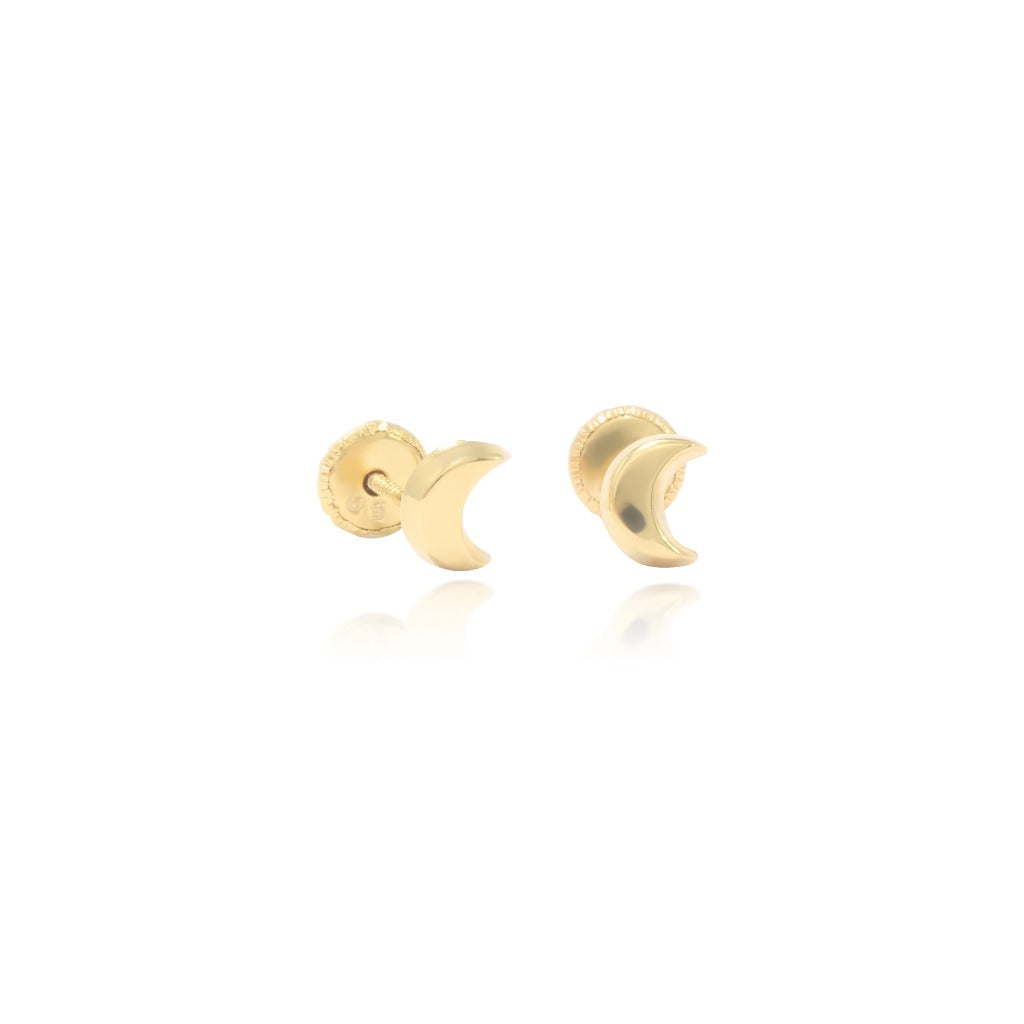 Pendientes para bebe en oro amarillo de luna