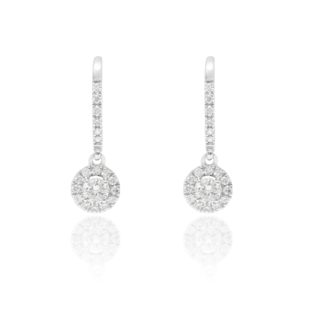 pendientes novia aro de diamantes colgante