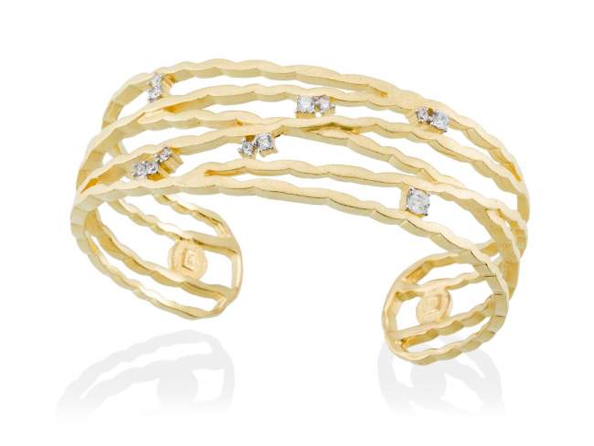 Pulsera de plata de primera ley (925) con baño de rutenio y chapado en oro amarillo de 18kt y circonita coñac.