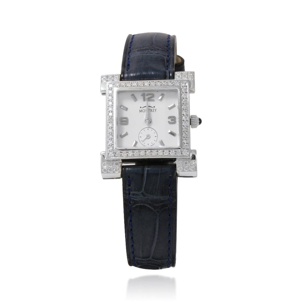 reloj de lujo oro y diamantes azul